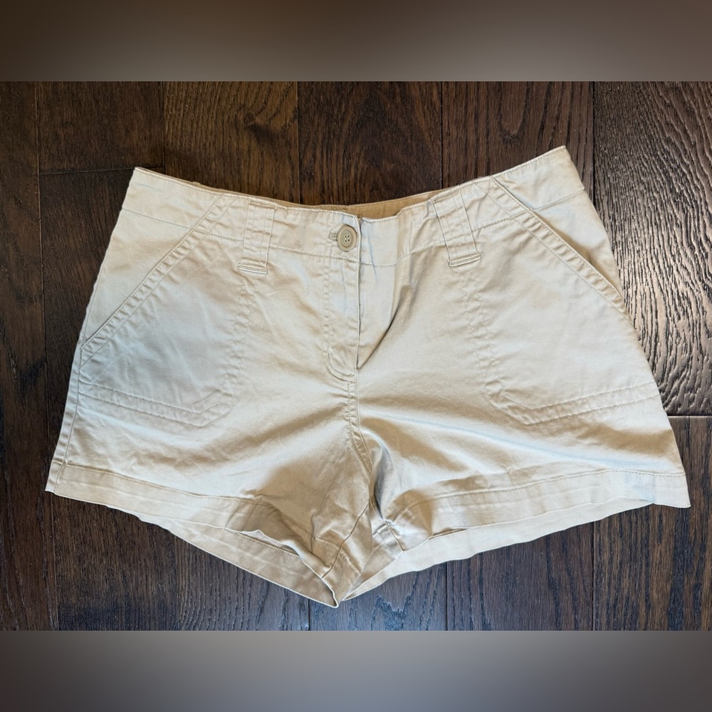 Khaki Chino Shorts Women Sz 10‎ Low Rise Casual Tan Y2k Euro Grunge New York Co